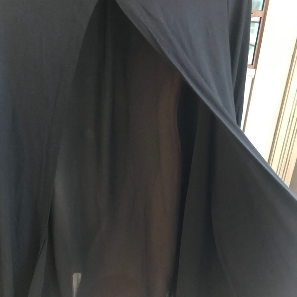 VGUC Logo By Laurie Goldstein Black Open Front Cardigan with Chiffon Sheer Back - Picture 7 of 10